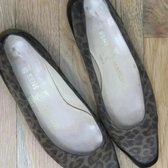 Vintage Rene Mancini Cheetah Leather Animal Print Flats 80s 90s Size 36.5 US 6.5 - Picture 5 of 8